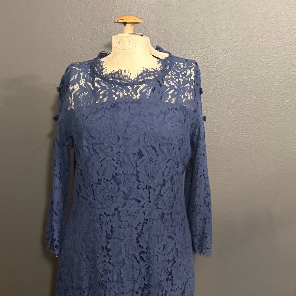 MISSLOOK Navy Lace Long Sleeve Dress with Delicate Bows on Sleeves. SZ12